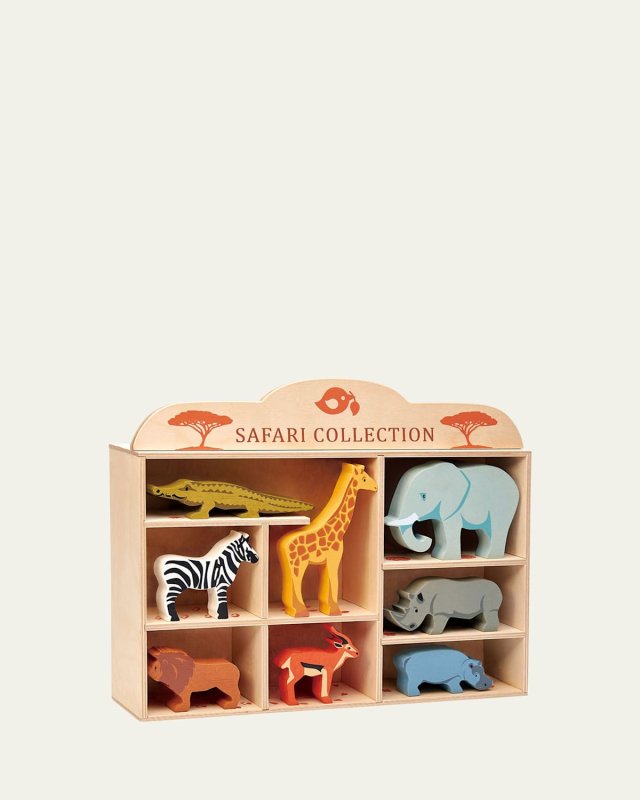 Kid's 8-Piece Safari Animals Toy Set w/ Display Shelf